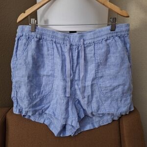 Quince Light Blue High-Waist Drawstring Linen Shorts Women's Size XL